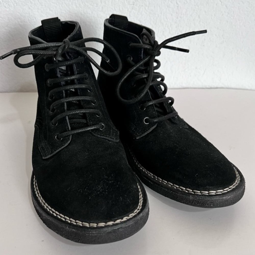 Steve Madden Black Suede & Leather Laramee Lace Up Chukka Boot  M 7.5 W 9